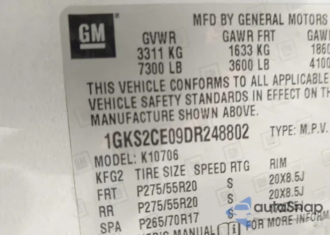 2013 GMC Yukon Slt z USA, uszkodzony, nr VIN 1GKS2CE09DR248802